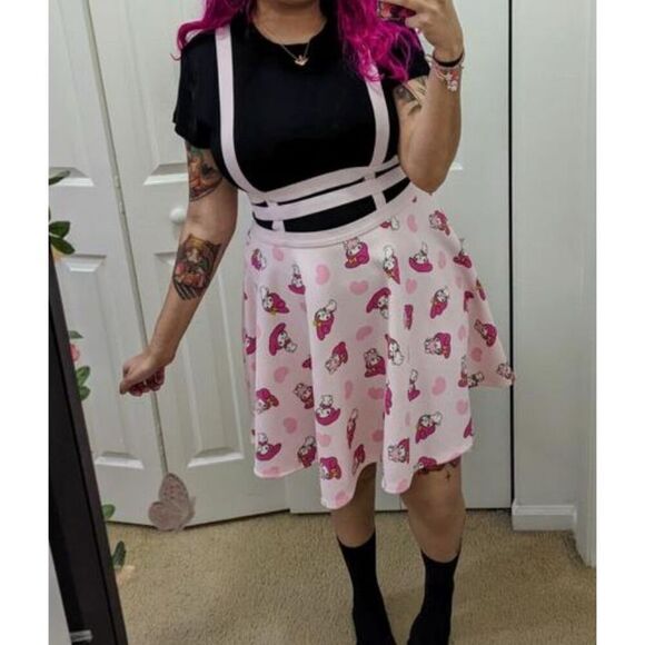 My Melody Strappy Suspender Skirt Pink Size Large Nwt - Picture 9 of 9